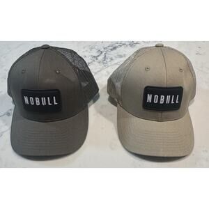 NOBULL Lot Of 2 Hats Green Tan Trucker Mesh Baseball Adjustable